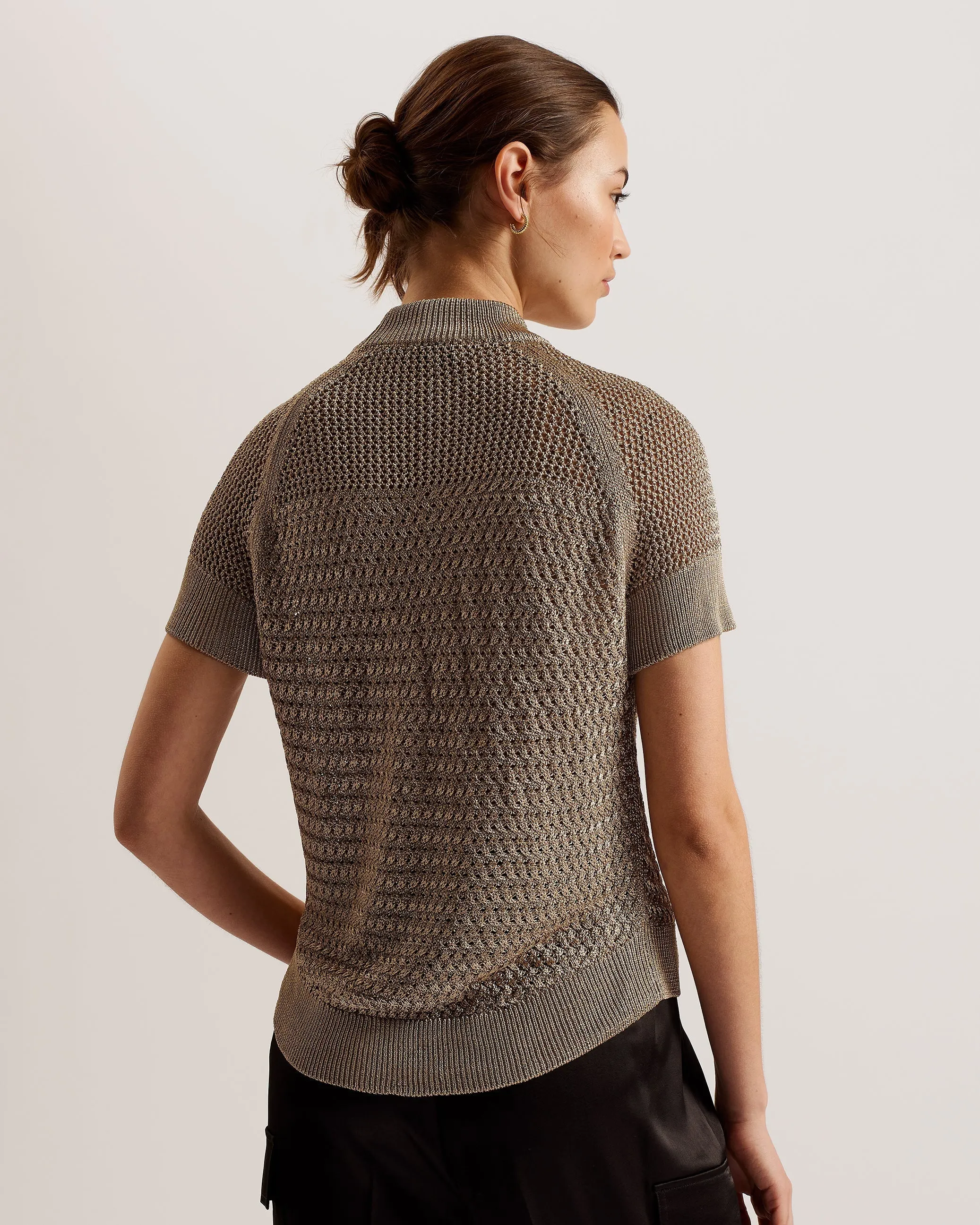Abaly Metalic Knit Sleeveless Top Natural