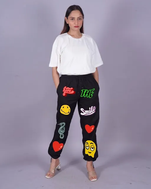 Charm in Black: Love Smiley's Ladies' Adjustable Cargo Pants