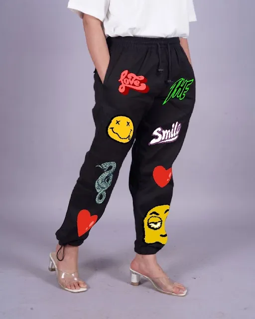 Charm in Black: Love Smiley's Ladies' Adjustable Cargo Pants