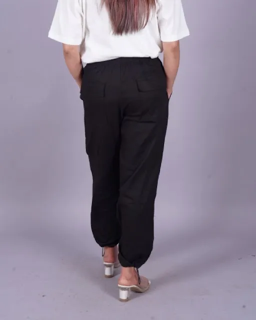 Charm in Black: Love Smiley's Ladies' Adjustable Cargo Pants