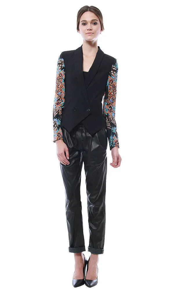 Contrast Sleeve Scuba Blazer