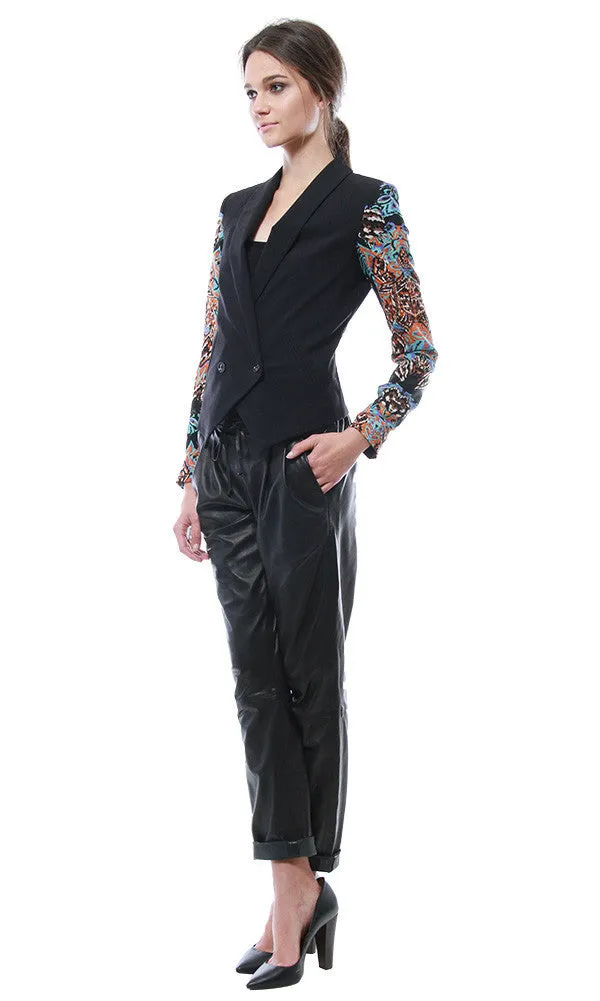 Contrast Sleeve Scuba Blazer