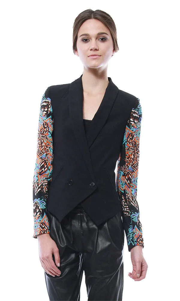 Contrast Sleeve Scuba Blazer