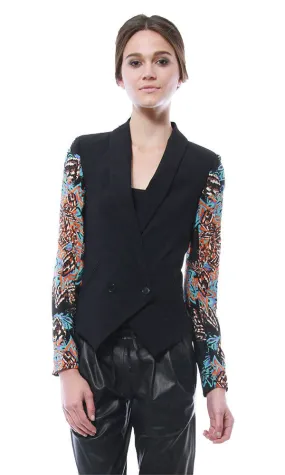 Contrast Sleeve Scuba Blazer