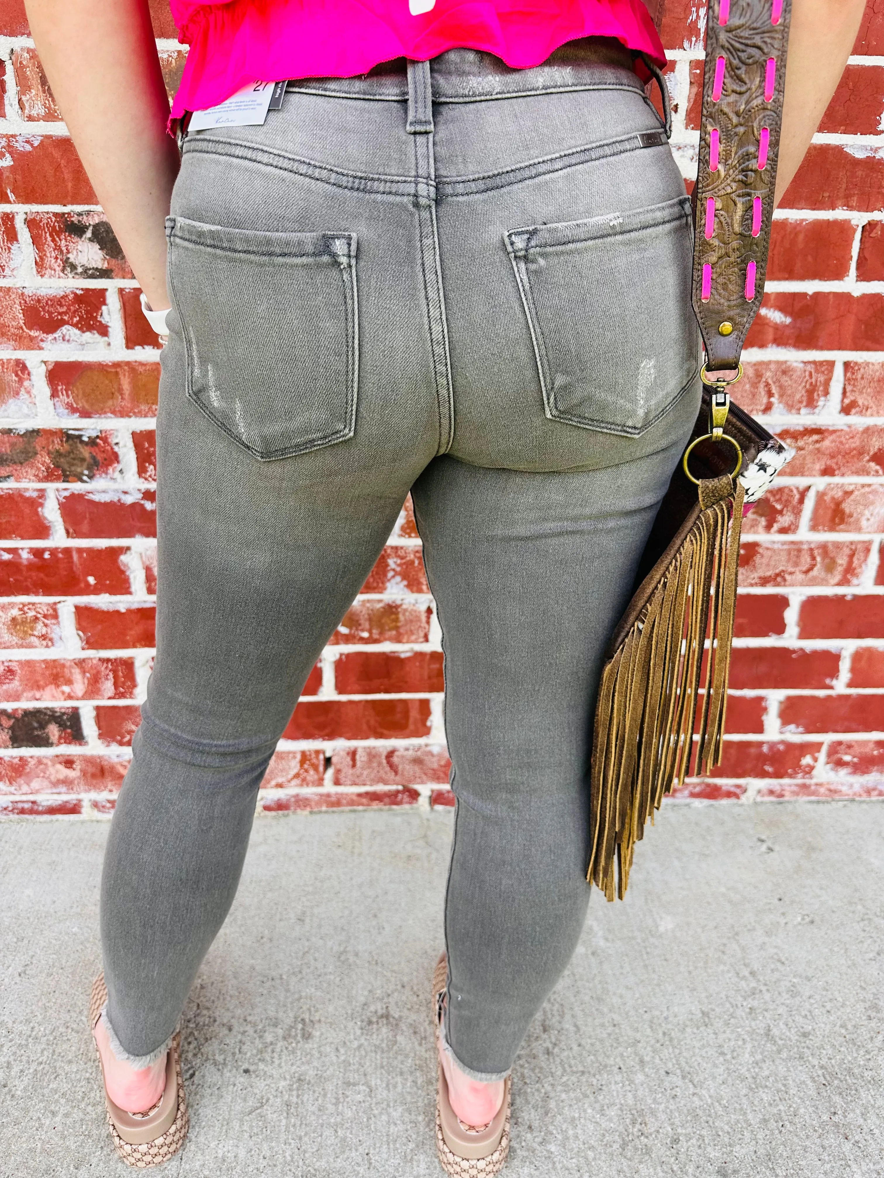 Grey Wash High Rise Skinny Jeans
