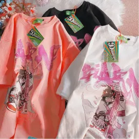 Kawaii Anime Girl Print Loose T-shirt