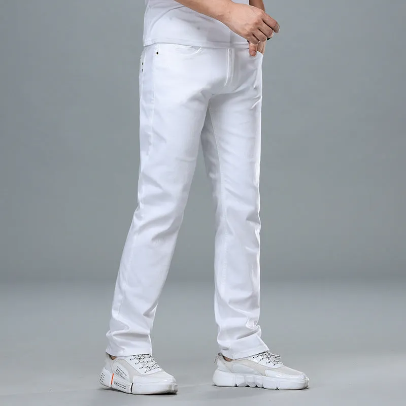 Men's Straight-Leg Stretch Pure White Jeans