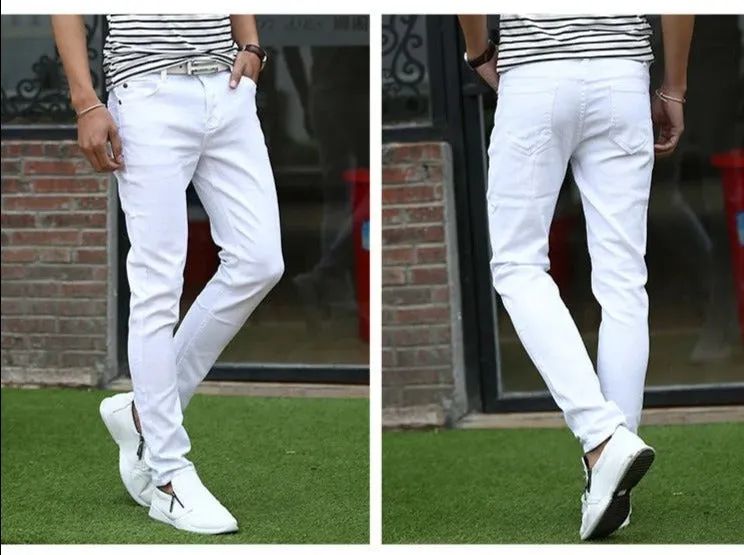 Men's Straight-Leg Stretch Pure White Jeans