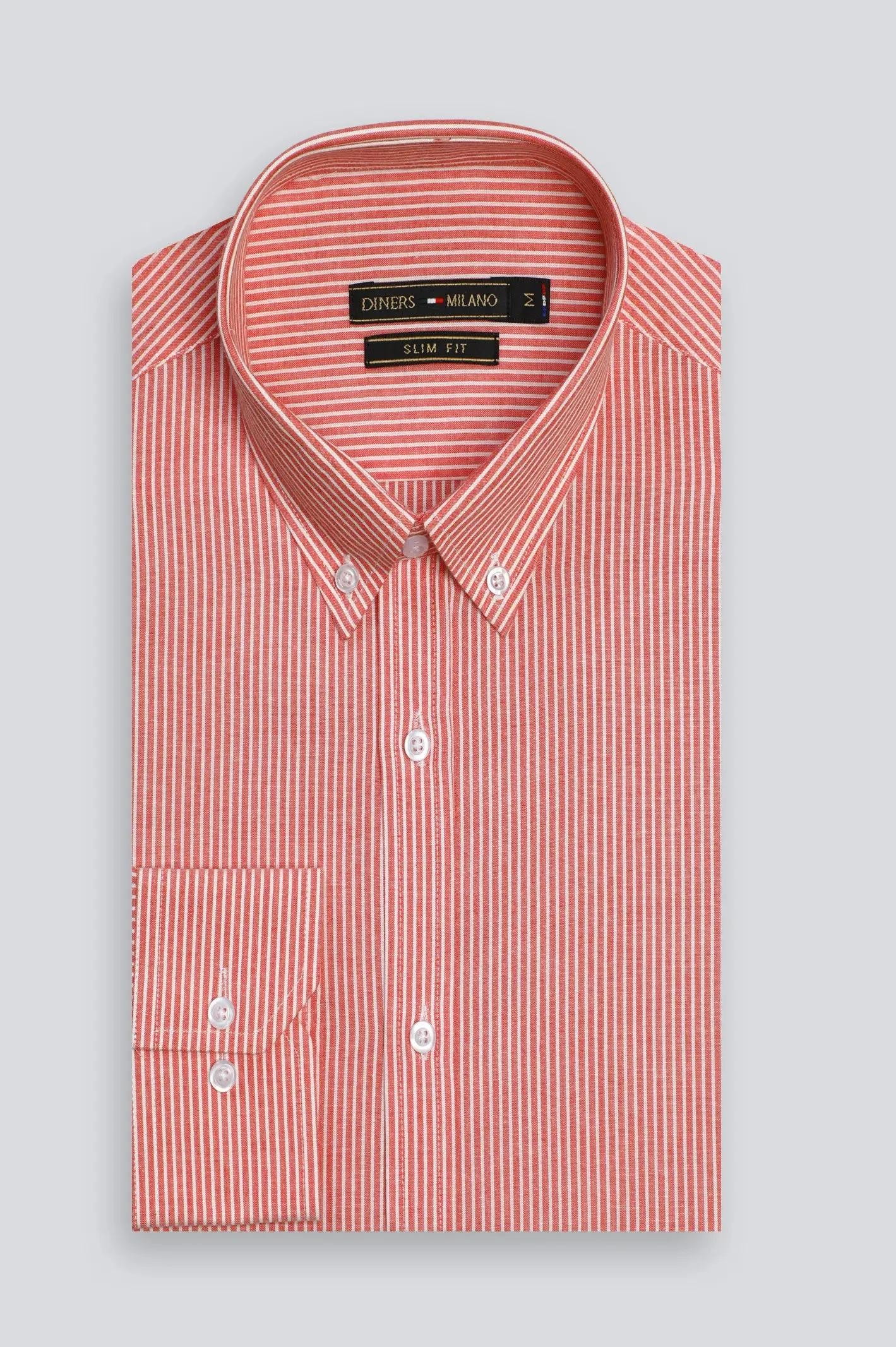 Orange Pinstripe Casual Shirt