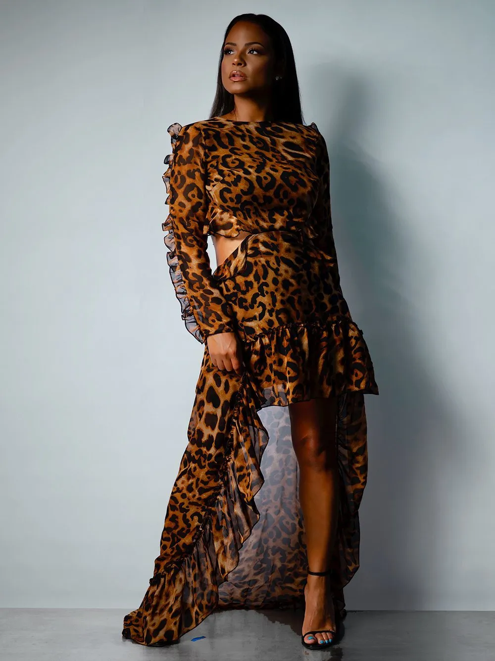 PAR UN TIGRE Cutout Backless Leopard Dress
