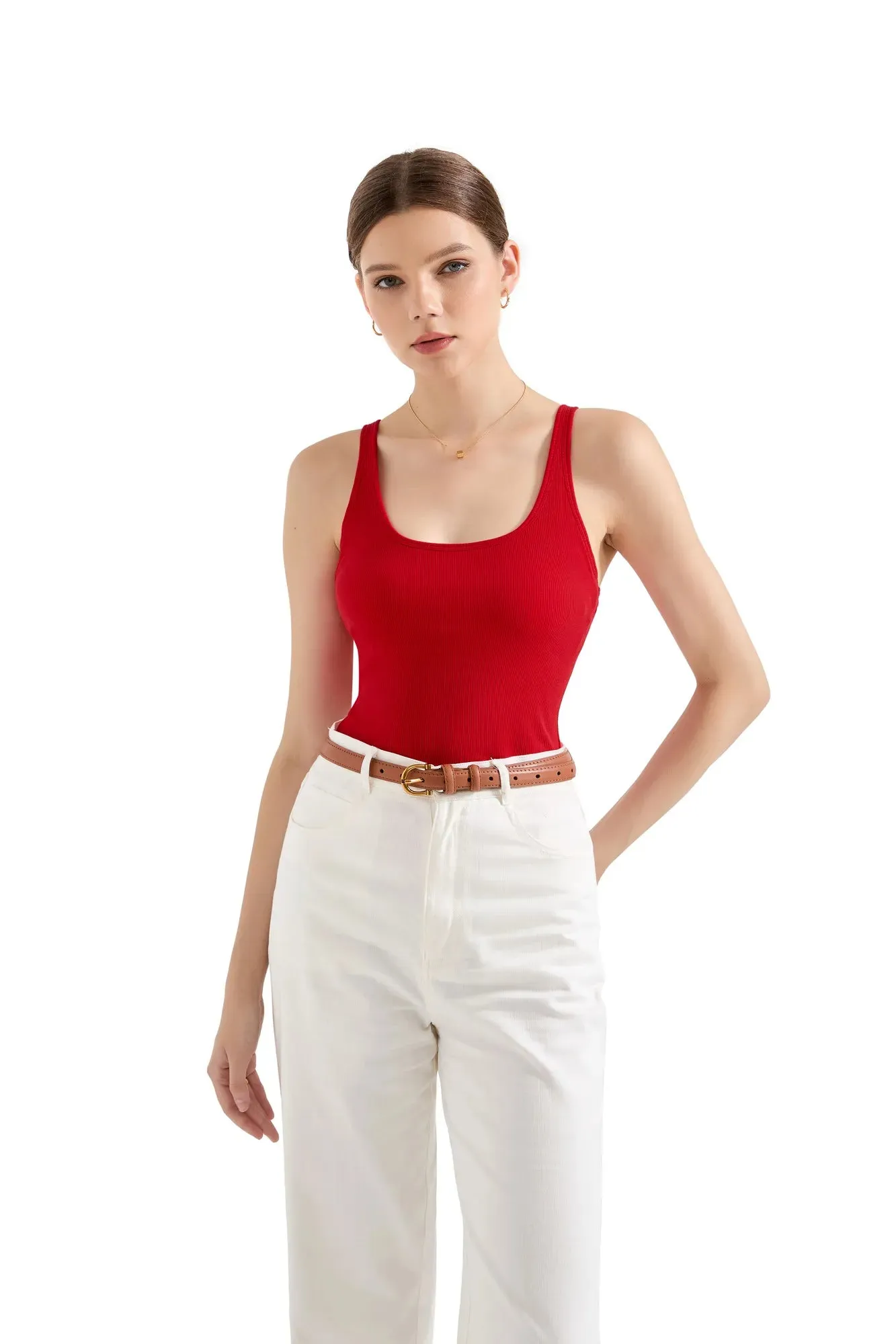 Ribbed U Neck Tank Top