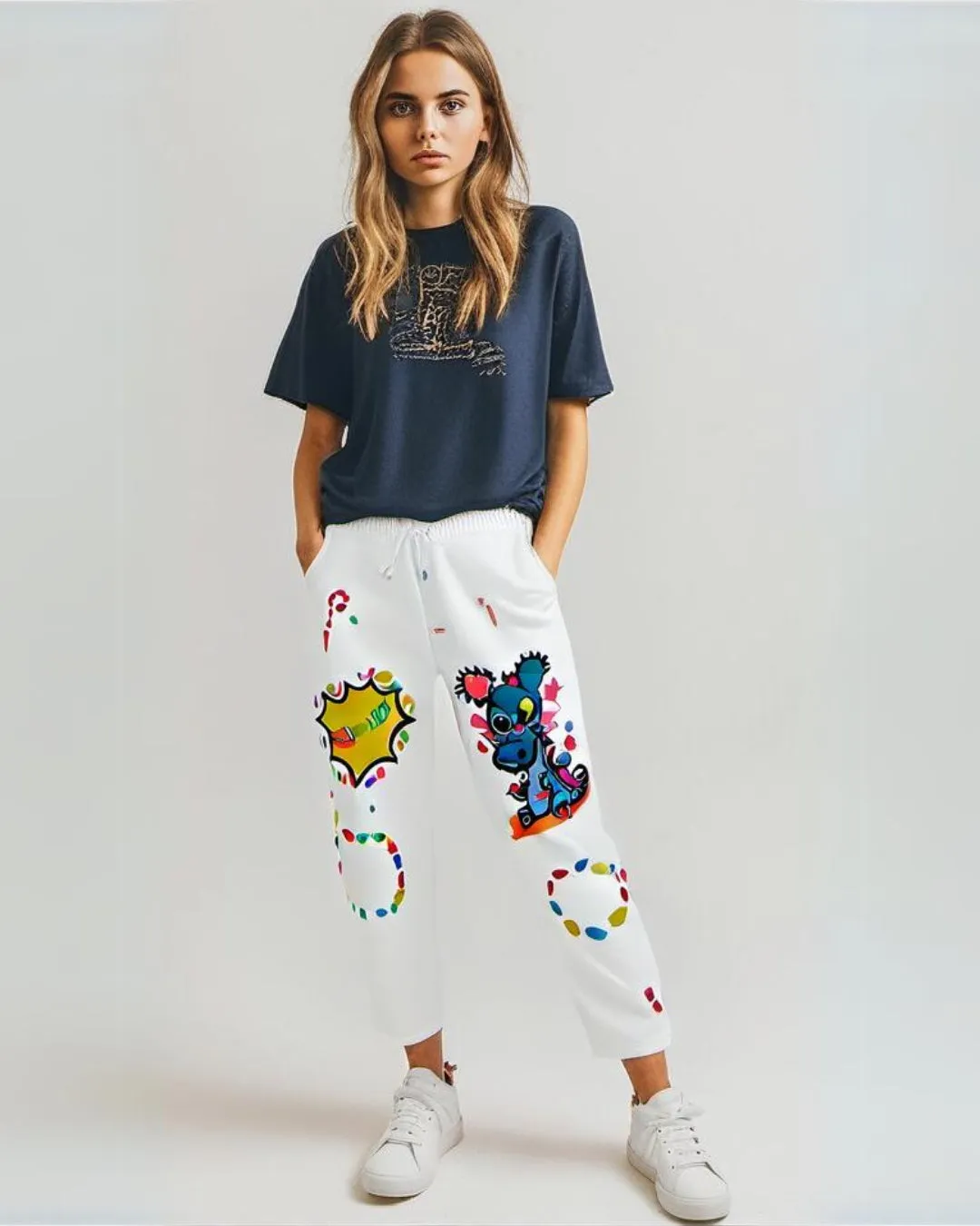 White Cotton Pants for Women - Baby Dino