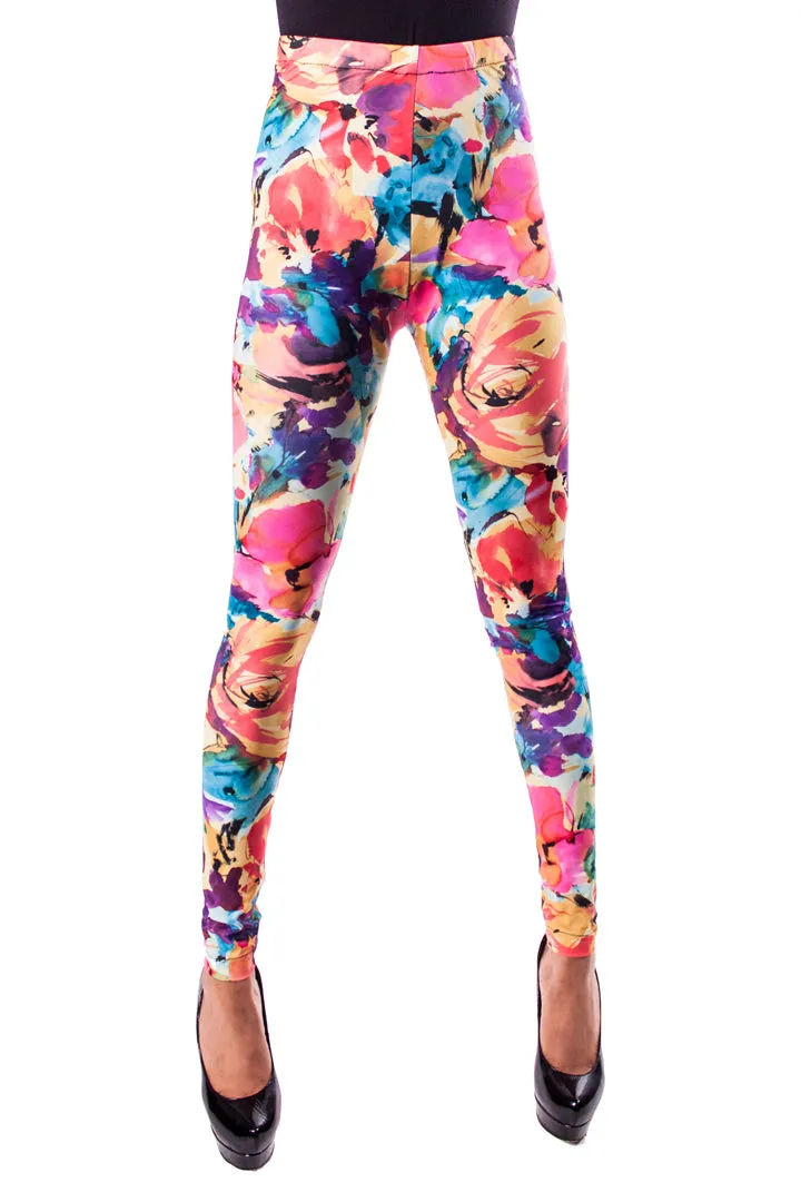 Yellow Floral Leggings (XS/Teen 12)