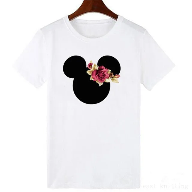 ZOGANKIN Cartoon Print Women T Shirt Summer Casual Short Sleeve O Neck T-shirt Ladies White TShirt Tops Cute Tees Shirt