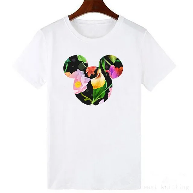 ZOGANKIN Cartoon Print Women T Shirt Summer Casual Short Sleeve O Neck T-shirt Ladies White TShirt Tops Cute Tees Shirt