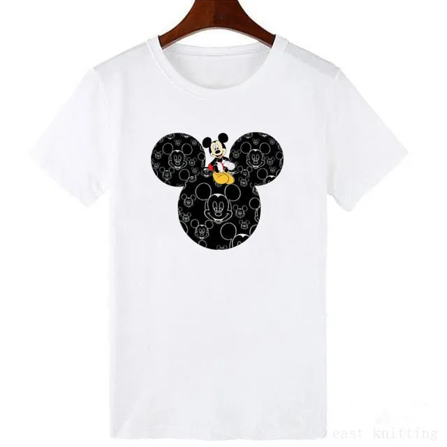 ZOGANKIN Cartoon Print Women T Shirt Summer Casual Short Sleeve O Neck T-shirt Ladies White TShirt Tops Cute Tees Shirt