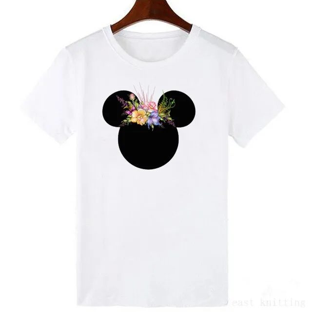 ZOGANKIN Cartoon Print Women T Shirt Summer Casual Short Sleeve O Neck T-shirt Ladies White TShirt Tops Cute Tees Shirt