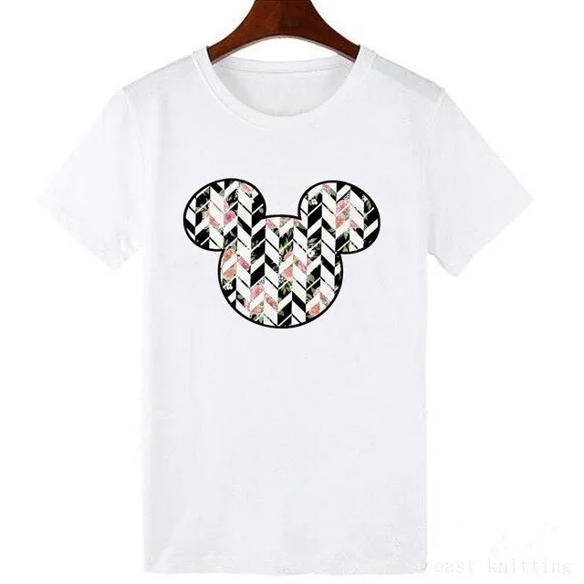 ZOGANKIN Cartoon Print Women T Shirt Summer Casual Short Sleeve O Neck T-shirt Ladies White TShirt Tops Cute Tees Shirt