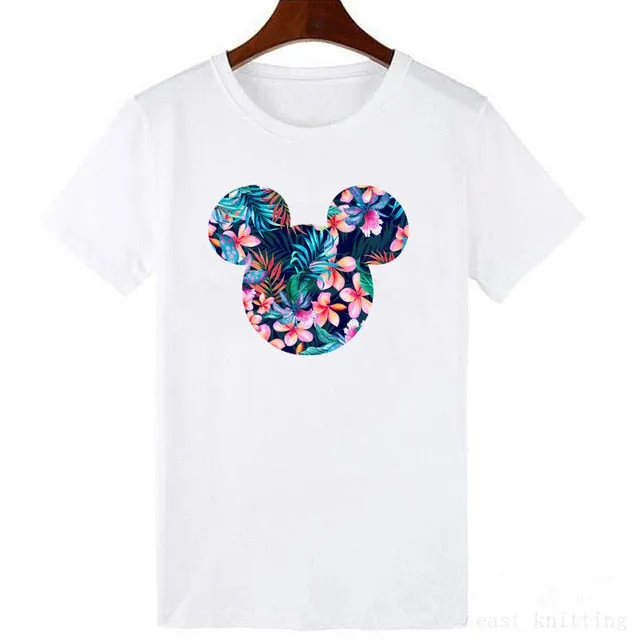 ZOGANKIN Cartoon Print Women T Shirt Summer Casual Short Sleeve O Neck T-shirt Ladies White TShirt Tops Cute Tees Shirt